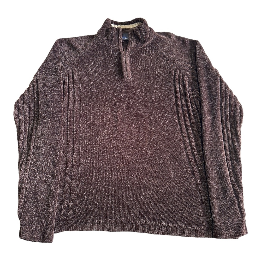 Bill Blass Brown Quarter Zip Chenille Sweater Size M